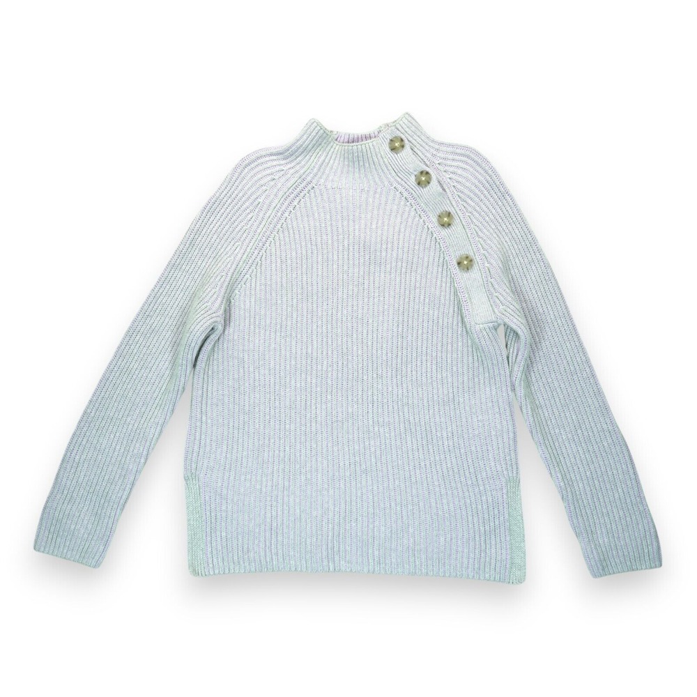 NWT Gap Women's Asymmetrical Button Mockneck Raglan Sweater Size M‎ Purple Lilac